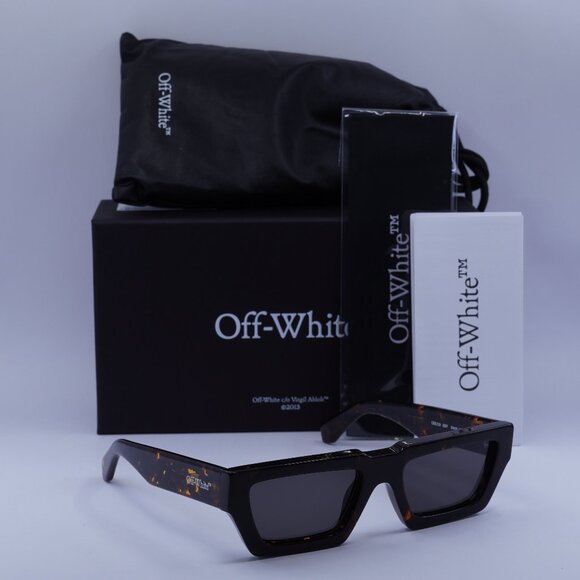 Off-White OERI129 MANCHESTER 6007 Rectangle Sunglasses – Havana/Grey - Picture 1 of 9